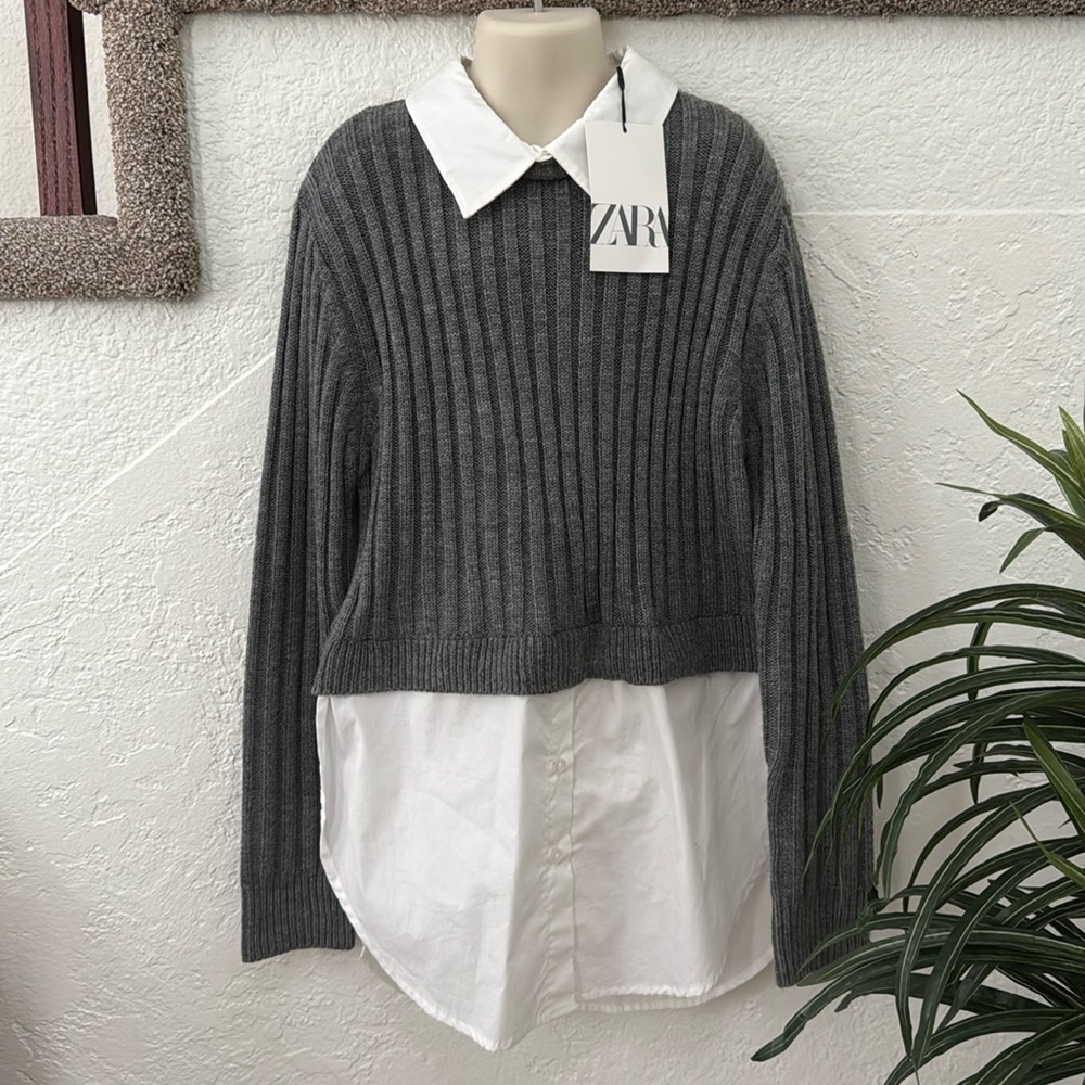ZARA Girl’s Gray Sweater Tunic Top Size 9 NWT